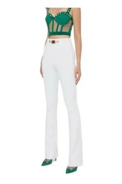 Elisabetta Franchi Wijde Broeken Wide Trousers White