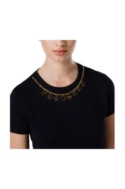 Elisabetta Franchi T-shirts T-SHIRT WITH REMOVABLE CHARM Black
