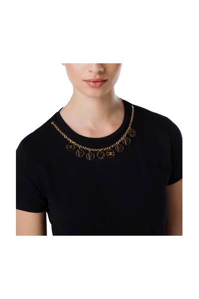 Elisabetta Franchi T-shirts T-SHIRT WITH REMOVABLE CHARM Black 1 Elisabetta Franchi T-shirts T-SHIRT WITH REMOVABLE CHARM Black