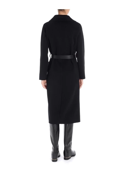 Elisabetta Franchi Trenchcoats & Mantels Wool And Cashmere Coat With Logoed Belt Black 2 Elisabetta Franchi Trenchcoats & Mantels Wool And Cashmere Coat With Logoed Belt Black - Afbeelding 2