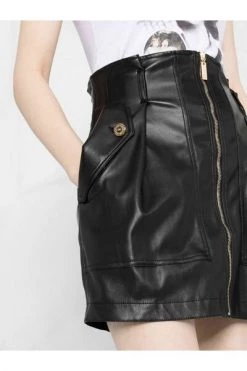 Elisabetta Franchi Leren & Suède Rokken Skirt Black -Elisabetta Franchi Winkel 695034514d02257884766cd7c9ad9210