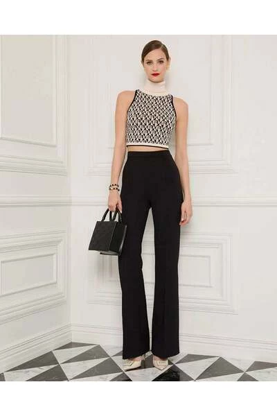 Elisabetta Franchi Wijde Broeken Wide Trousers Black 2 Elisabetta Franchi Wijde Broeken Wide Trousers Black - Afbeelding 2