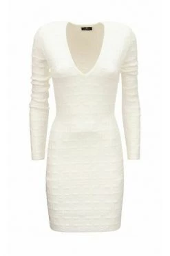 Elisabetta Franchi Casual Jurken Embossed Monogram Stitch Mini Dress White -Elisabetta Franchi Winkel 6acdfb0403525f0bcfbf861c9d136a5f