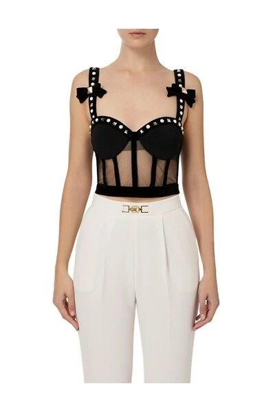 Elisabetta Franchi Sleeveless Tops Black 3 Elisabetta Franchi Sleeveless Tops Black - Afbeelding 3