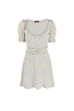 Elisabetta Franchi Casual Jurken I Dress In Georgette Printing Small Terminal Ab09311e2 Beige