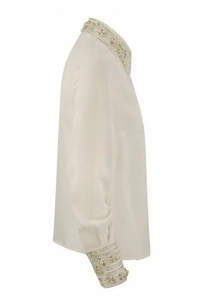 Elisabetta Franchi Longsleeve Shirts Long-Sleeved Shirt With Pearl Detailing White 3 Elisabetta Franchi Longsleeve Shirts Long-Sleeved Shirt With Pearl Detailing White - Afbeelding 3