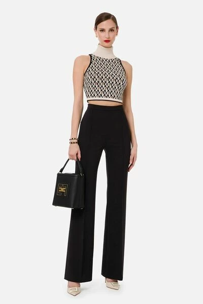 Elisabetta Franchi Wijde Broeken Wide Trousers Black 5 Elisabetta Franchi Wijde Broeken Wide Trousers Black - Afbeelding 5