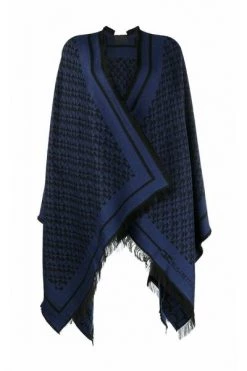 Elisabetta Franchi Poncho's Cape With Lettering Pattern Black