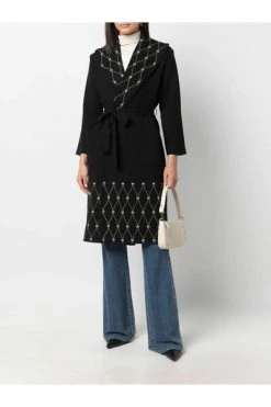 Elisabetta Franchi Trenchcoats & Mantels Jacquard Coat With Diamond Print Black -Elisabetta Franchi Winkel 6cc89f2d2fdfac48af8a34c1ebe1b898