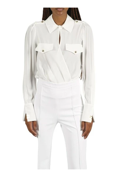 Elisabetta Franchi Longsleeve Shirts BODYSUIT SHIRT White 3 Elisabetta Franchi Longsleeve Shirts BODYSUIT SHIRT White - Afbeelding 3