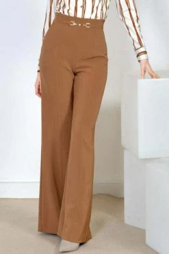 Elisabetta Franchi Wijde Broeken Trousers Brown -Elisabetta Franchi Winkel 6d48d76f50843c009605af6b8048bfac