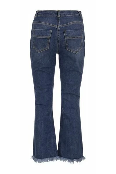 Elisabetta Franchi Flared Jeans Frayed Bottom Jeans Blue 1 Elisabetta Franchi Flared Jeans Frayed Bottom Jeans Blue