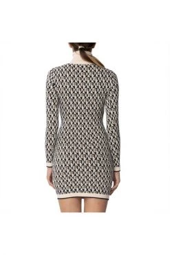 Elisabetta Franchi Casual Jurken RIBBED TURTLENECK MINI DRESS Black
