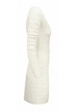Elisabetta Franchi Casual Jurken Embossed Monogram Stitch Mini Dress White
