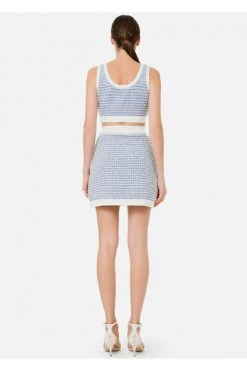 Elisabetta Franchi Shirts Crop Top De Tweed Blue -Elisabetta Franchi Winkel 6e7220fdd9439b60912ea26953ec7fcc