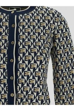 Elisabetta Franchi Vesten Logo Cardigan Black