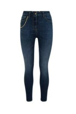 Elisabetta Franchi Skinny Jeans JEANS WITH PENDANT ACCESSORY Blue