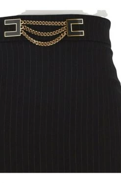 Elisabetta Franchi Kokerrokken Chain Logo Pencil Skirt Black