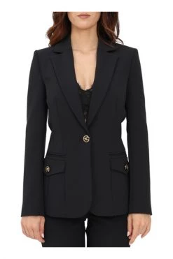 Elisabetta Franchi Blazers Single-Breasted Tailored Blazer Black