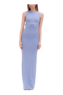Elisabetta Franchi Jurken Red Carpet Dress With Crossover Neckline Blue