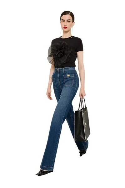 Elisabetta Franchi Boyfriend Jeans Trousers Blue 2 Elisabetta Franchi Boyfriend Jeans Trousers Blue - Afbeelding 2