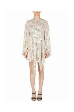 Elisabetta Franchi Casual Jurken Dress In Georgette Fabric With Polka Dot Print Beige