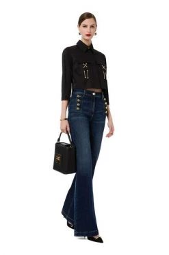 Elisabetta Franchi Bootcut Jeans WIDE LEG JEANS Blue