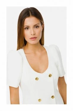 Elisabetta Franchi Casual Jurken Dress With Buttons White -Elisabetta Franchi Winkel 7161c37324bed3aecf16bc2dd93aa0b8