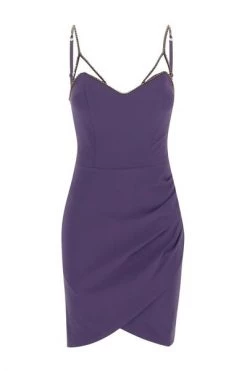 Elisabetta Franchi Casual Jurken Rhinestone Mini Dress Purple -Elisabetta Franchi Winkel 7221143a6fce645e6e745156d9a139e3