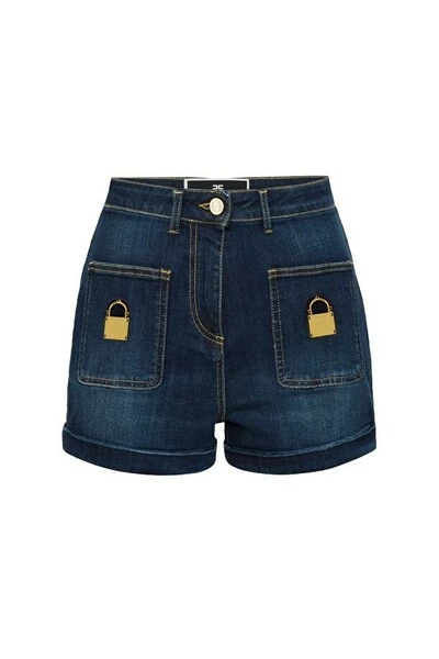 Elisabetta Franchi Denim Shorts Shorts Blue 4 Elisabetta Franchi Denim Shorts Shorts Blue - Afbeelding 4