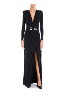 Elisabetta Franchi Jurken Draped Red Carpet Dress Black -Elisabetta Franchi Winkel 730ac4b9ecba805a48ee2a7acf422216