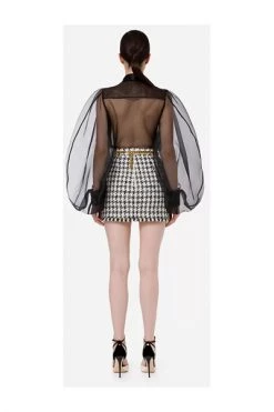 Elisabetta Franchi Korte Rokken Frayed Skirt With Belt Bag Black