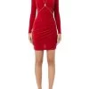 Elisabetta Franchi Casual Jurken Long Sleeved Dress With Chain Red