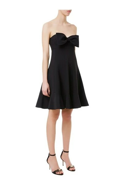Elisabetta Franchi Zomerjurken Mini Dress With Large Bow Black 1 Elisabetta Franchi Zomerjurken Mini Dress With Large Bow Black