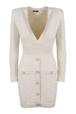 Elisabetta Franchi Casual Jurken JACQUARD KNIT MINI DRESS Beige