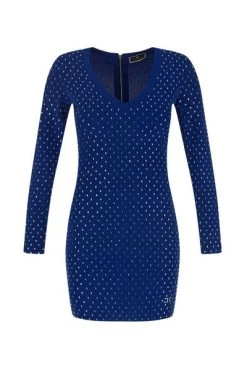 Elisabetta Franchi Casual Jurken Mini Dress In Knit Fabric With Studs Blue -Elisabetta Franchi Winkel 74e1829183ca0b5431e50178b447e64d