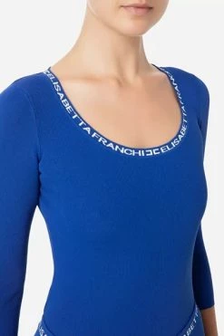 Elisabetta Franchi Sweaters Round-neck Knitwear Blue -Elisabetta Franchi Winkel 76f51a08d8c44723b46652d06e2c27a7
