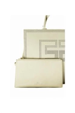 Elisabetta Franchi Shoppers Large Tote Bag With Perforated Logo Beige -Elisabetta Franchi Winkel 786a4a6f0474c80fa4550440db889123