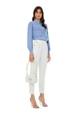 Elisabetta Franchi Chino's Cigarette Trousers With Gold Buttons White -Elisabetta Franchi Winkel 78bc6e0ff7147cb4e24c53111eb86a01