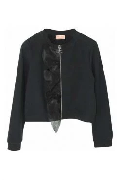 Elisabetta Franchi Sweaters My Little Girl Black Girl Sweatshirt In Stretch Cotton Black