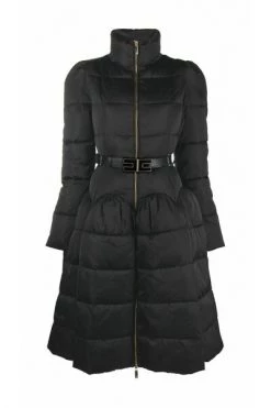 Elisabetta Franchi Winterjassen Circle Logo-Belt Quilted Coat Black -Elisabetta Franchi Winkel 7affc41fd2eefcde62083e30dad3d8c1