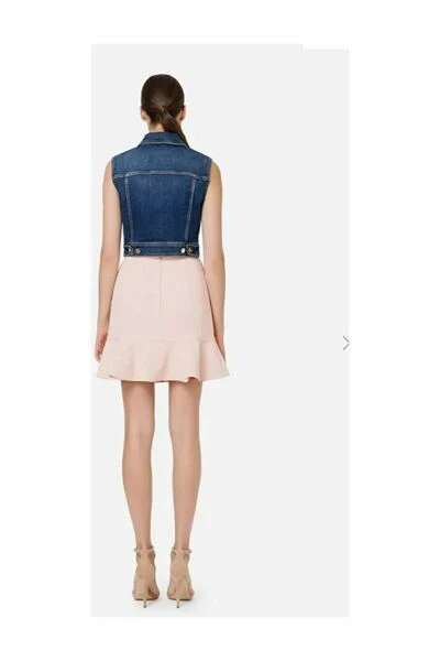 Elisabetta Franchi Bodywarmers Crop Vest In Denim Blue 2 Elisabetta Franchi Bodywarmers Crop Vest In Denim Blue - Afbeelding 2