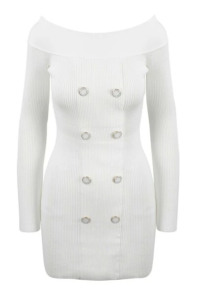 Elisabetta Franchi Casual Jurken Midi Dresses White 3 Elisabetta Franchi Casual Jurken Midi Dresses White - Afbeelding 3