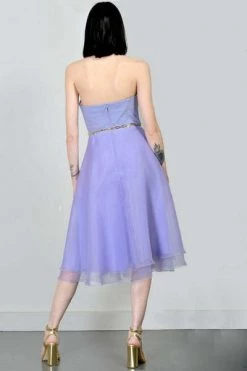 Elisabetta Franchi Jurken Organza Midi Dress Blue -Elisabetta Franchi Winkel 80ac6b0c930eb825925d5ea917803e6f