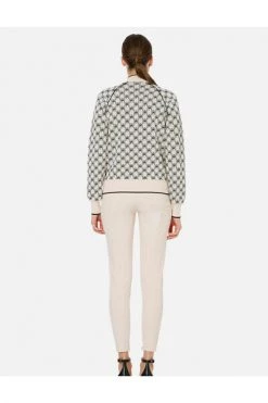 Elisabetta Franchi Hoodies & Sweatvesten Monogram Bomber Jacket White