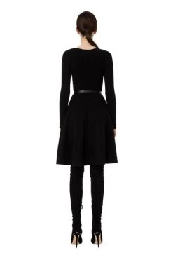 Elisabetta Franchi Casual Jurken Long Sleeved Dress With Belt Black