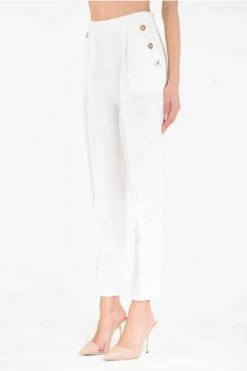 Elisabetta Franchi Pantalons High Waist Trousers White -Elisabetta Franchi Winkel 828c2ab8b086ebcf91bf7ea2c530acfa