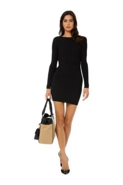 Elisabetta Franchi Casual Jurken Dress In Knit Fabric With Crossing On The Back Black