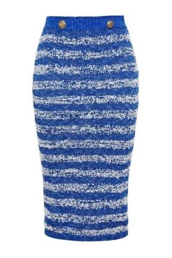 Elisabetta Franchi Midirokken Halverwege De Kuit Rok Gestreepte Buttoned Blue -Elisabetta Franchi Winkel 83b30ec0c7b934257db7c92d11a26b01