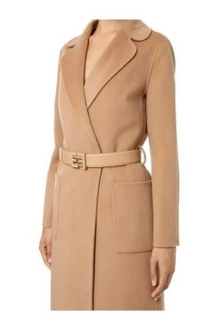 Elisabetta Franchi Trenchcoats & Mantels Coat With Logoed Belt Brown